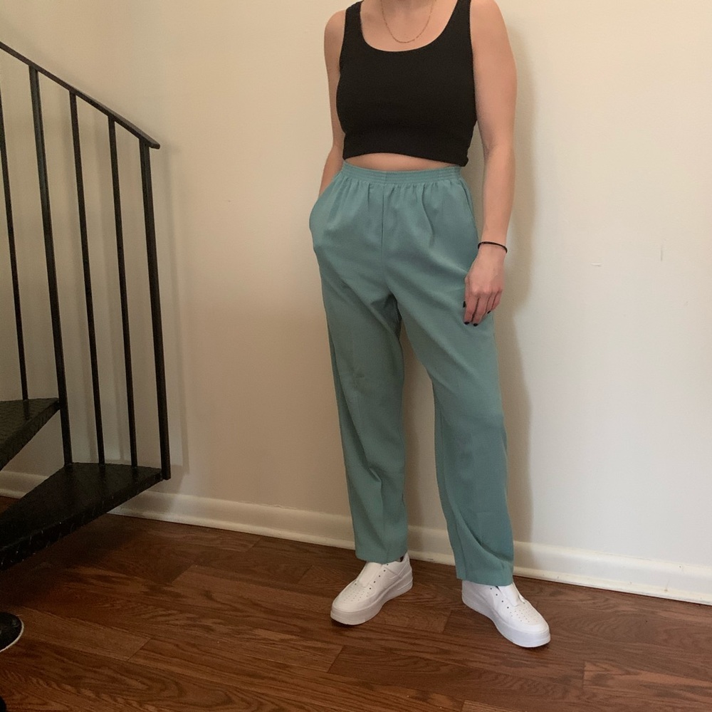 Teal Trousers With Pockets